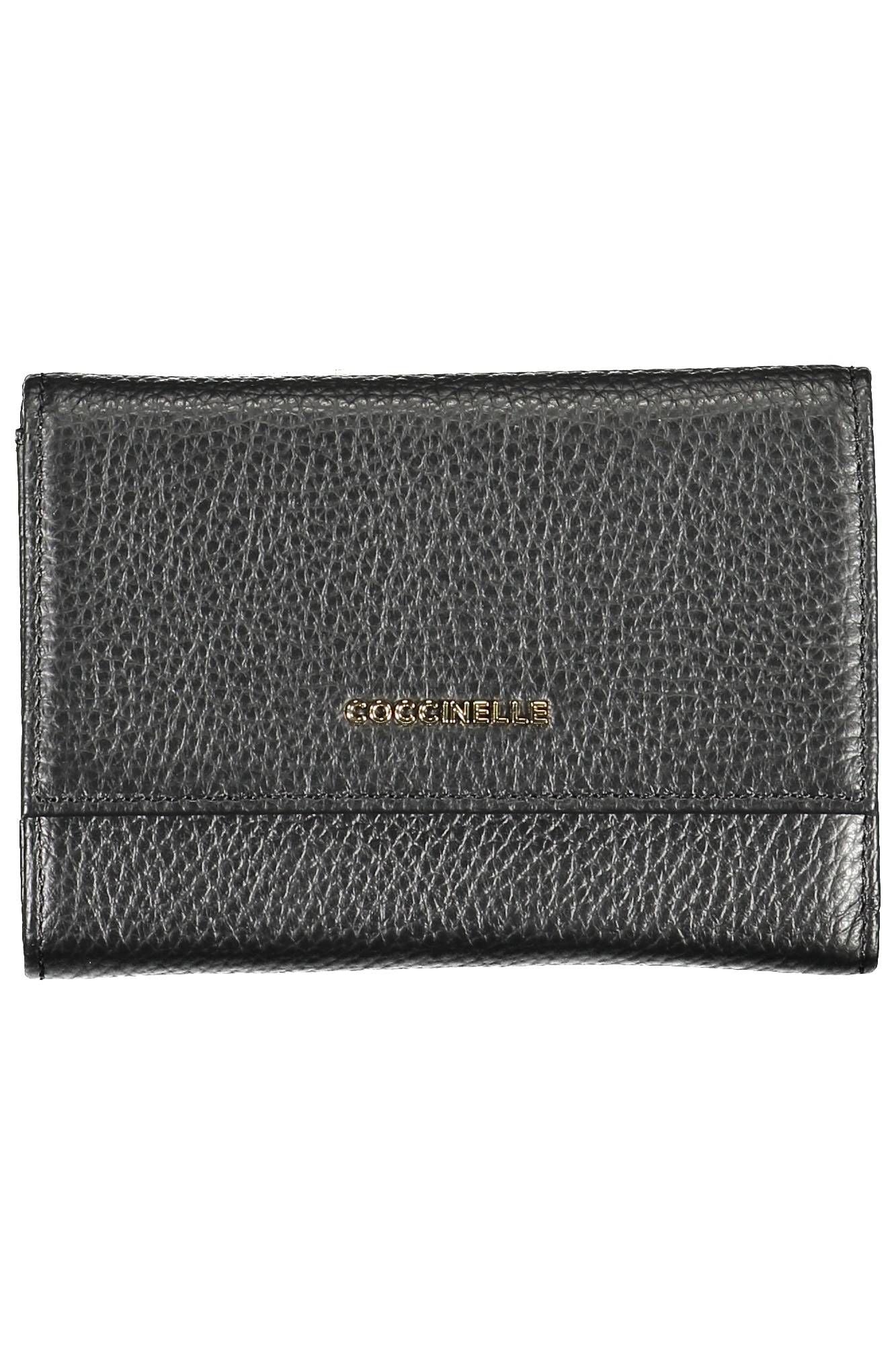 Coccinelle Elegant Triple-Compartment Black Leather Wallet