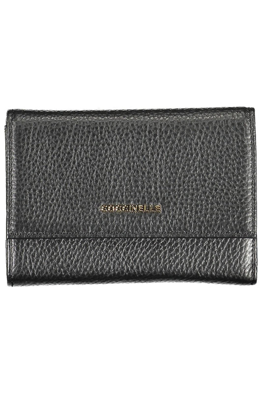 Coccinelle Elegant Triple-Compartment Black Leather Wallet