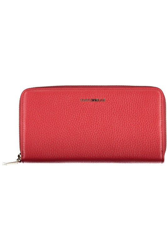 Coccinelle Elegant Red Leather Wallet with Zip Closure