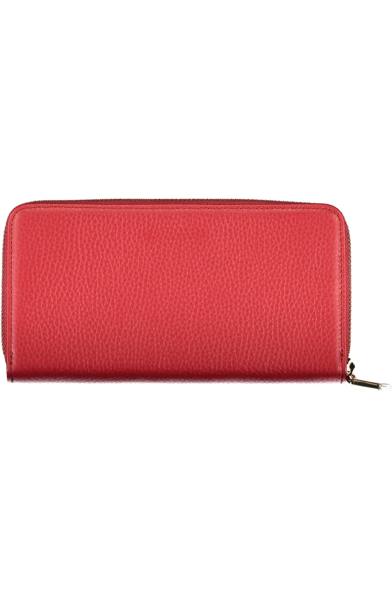 Coccinelle Elegant Red Leather Wallet with Zip Closure