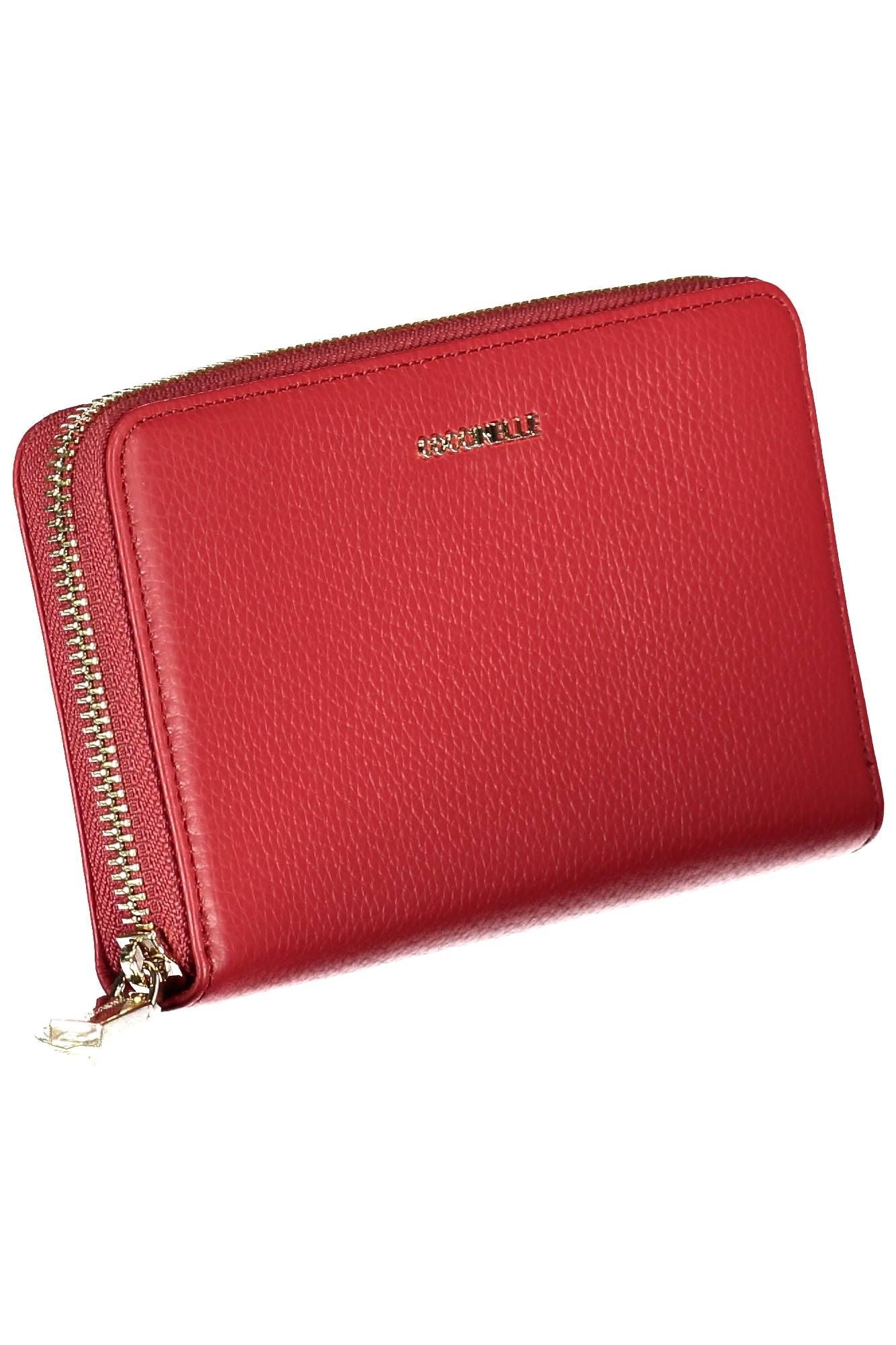 Coccinelle Elegant Red Leather Wallet with Zip Closure