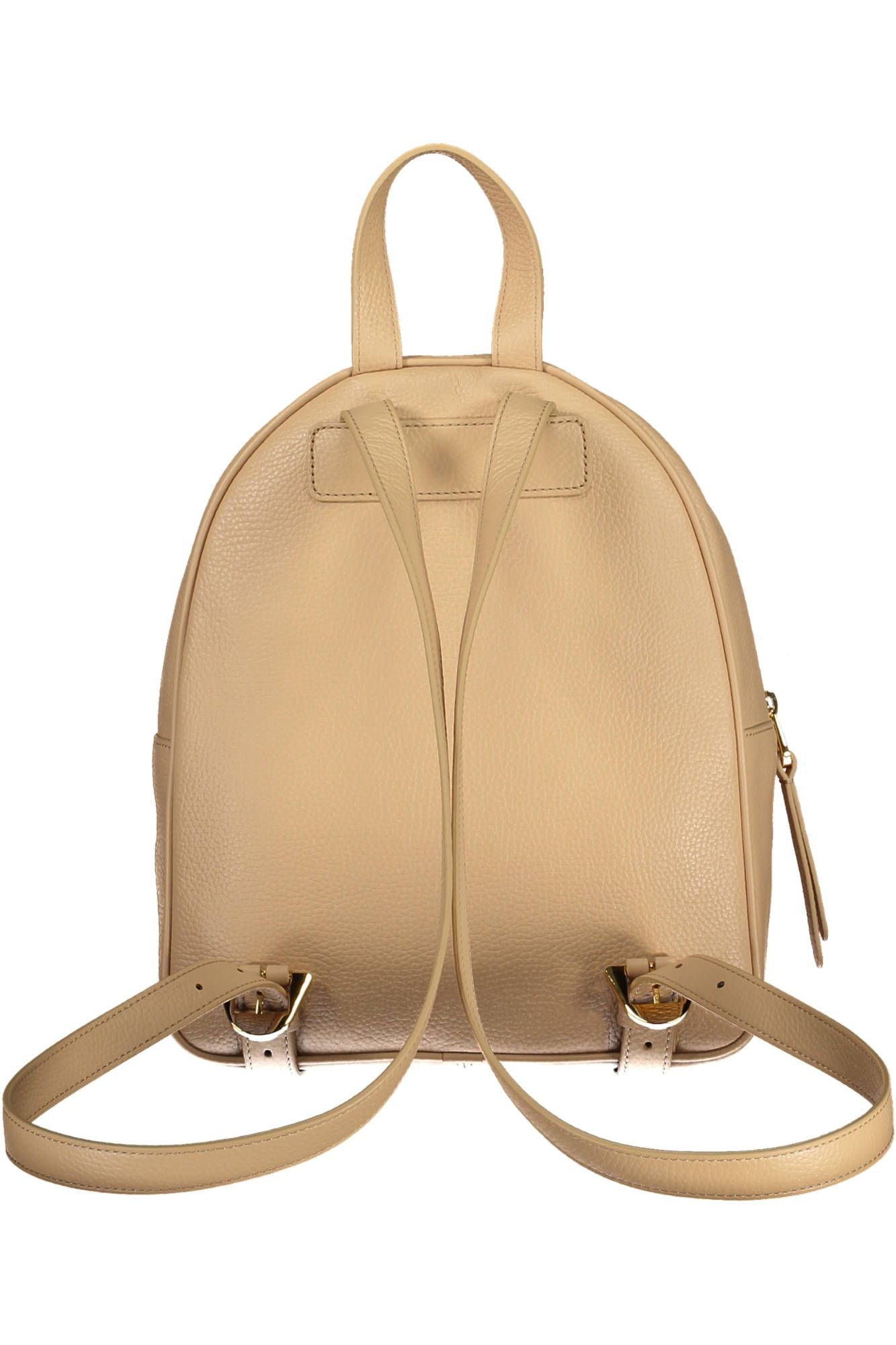 Coccinelle Chic Beige Leather Backpack with Logo Detail