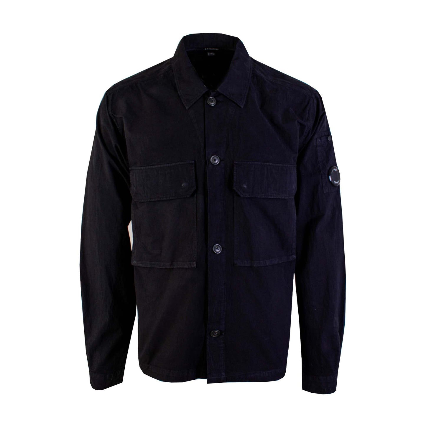 C.P. Company Sleek Black Cotton Overshirt with Maxi Pockets