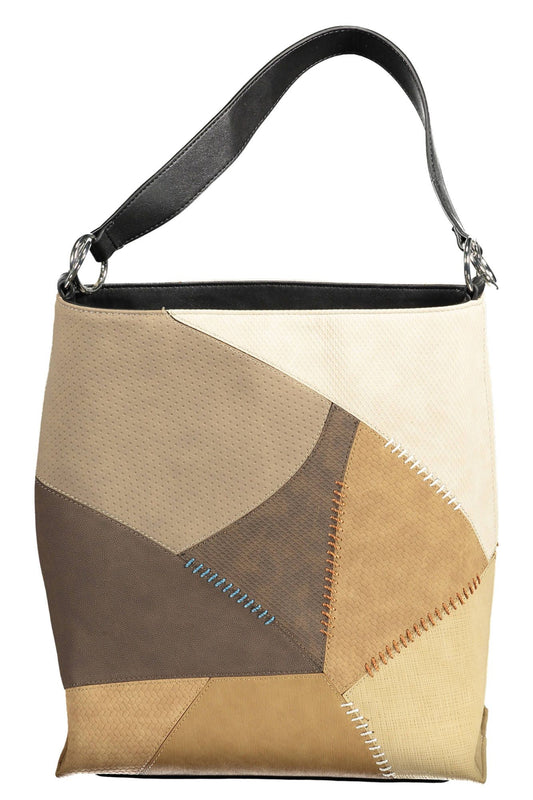 Desigual Chic Beige Handbag with Contrasting Details