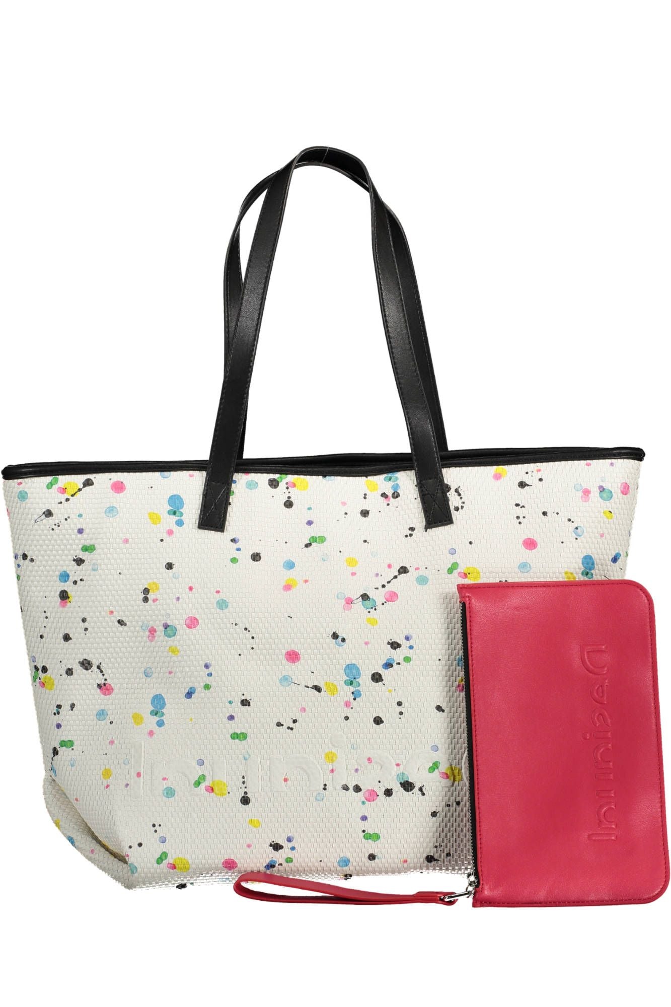 Desigual Chic White Shoulder Bag with Contrasting Details