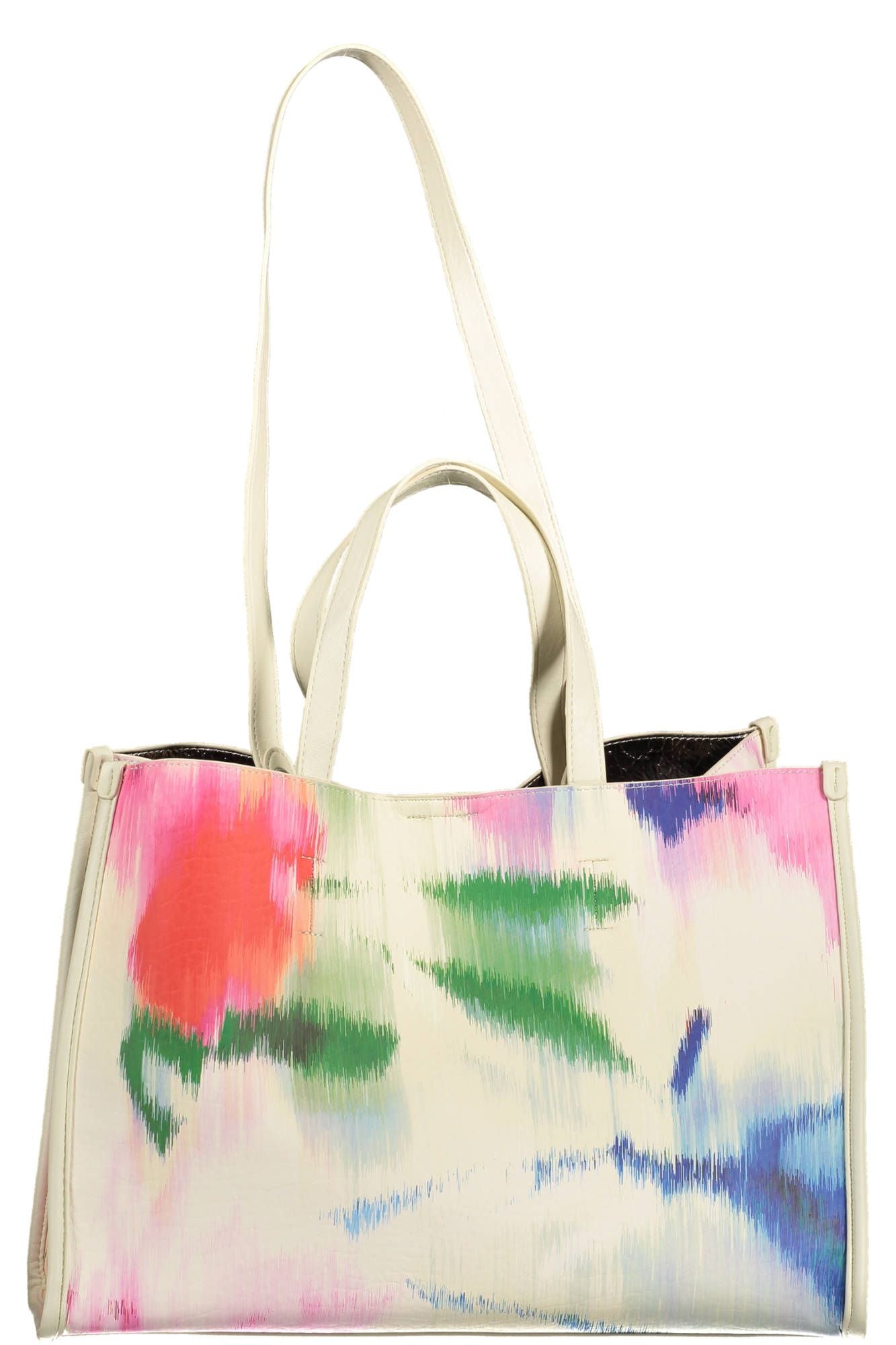 Desigual Chic White Embroidered Handbag with Versatile Straps