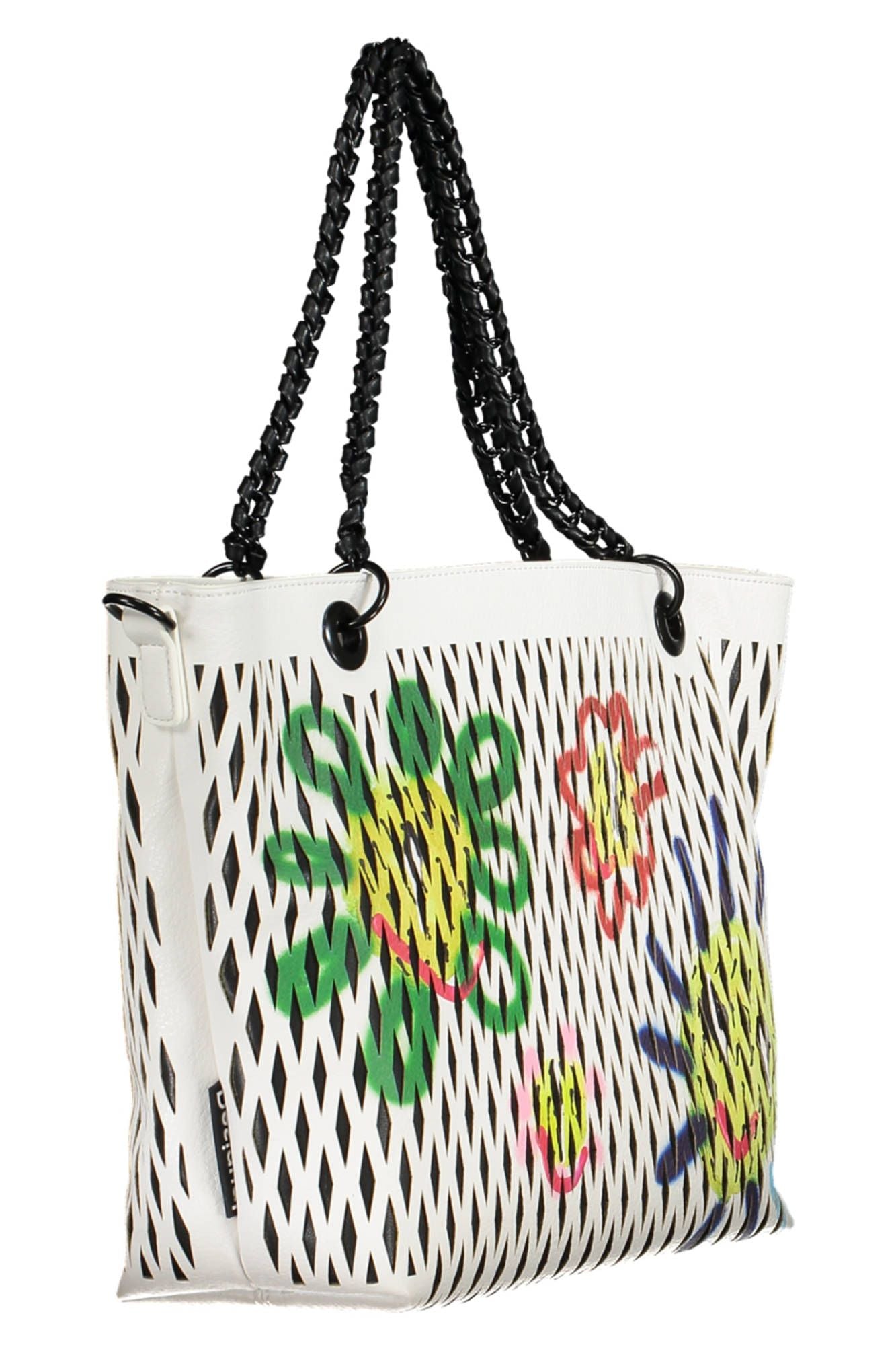 Desigual Chic White Chain-Handle Shoulder Bag