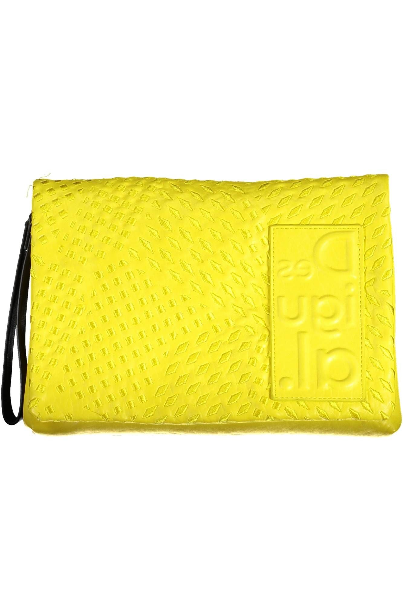 Desigual Chic Yellow Embroidered Handbag with Contrasting Details