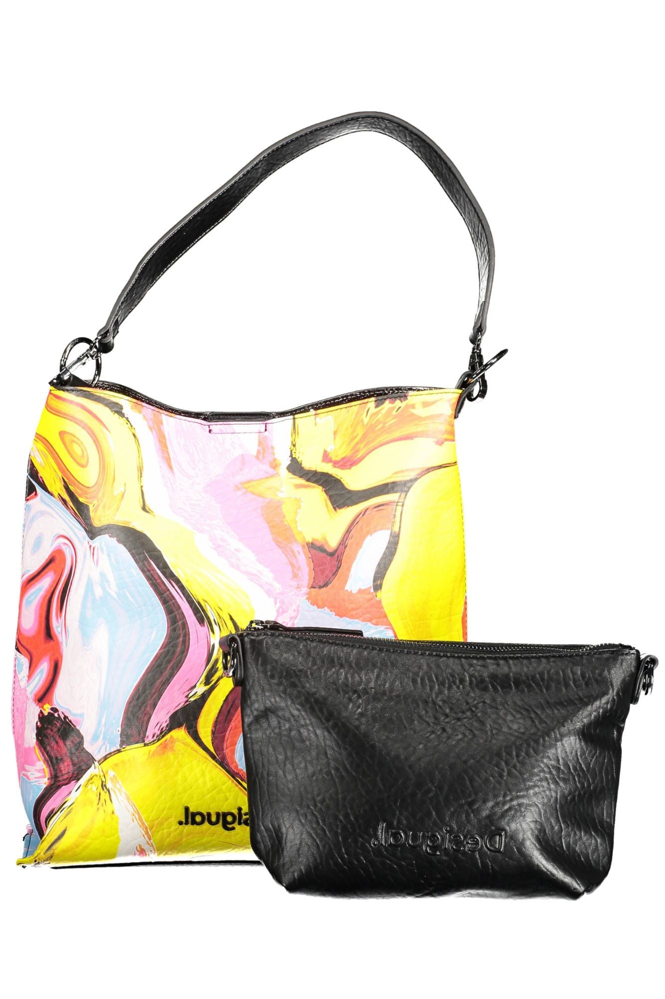 Desigual Chic Two-in-One Yellow Handbag with Clutch