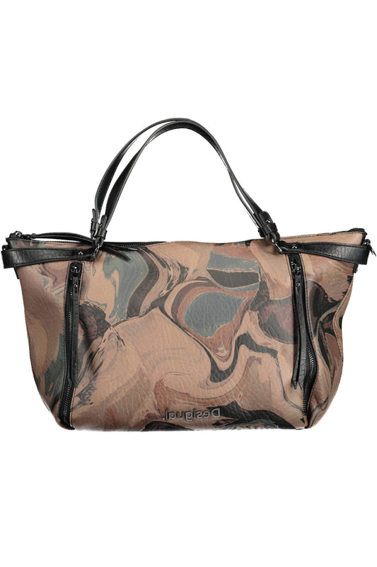 Desigual Chic Brown Polyurethane Handbag with Versatile Straps