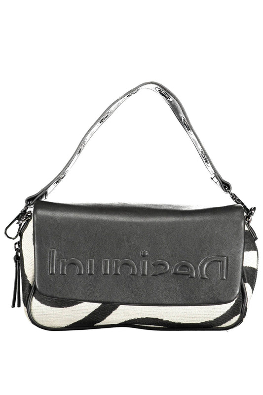 Desigual Chic Contrast Detail Black Cotton Handbag