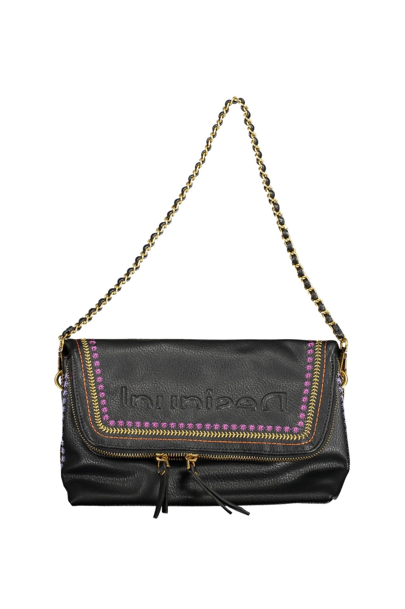 Desigual Chic Embroidered Handbag with Contrast Detail