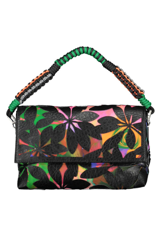 Desigual Elegant Black Contrasting Detail Handbag