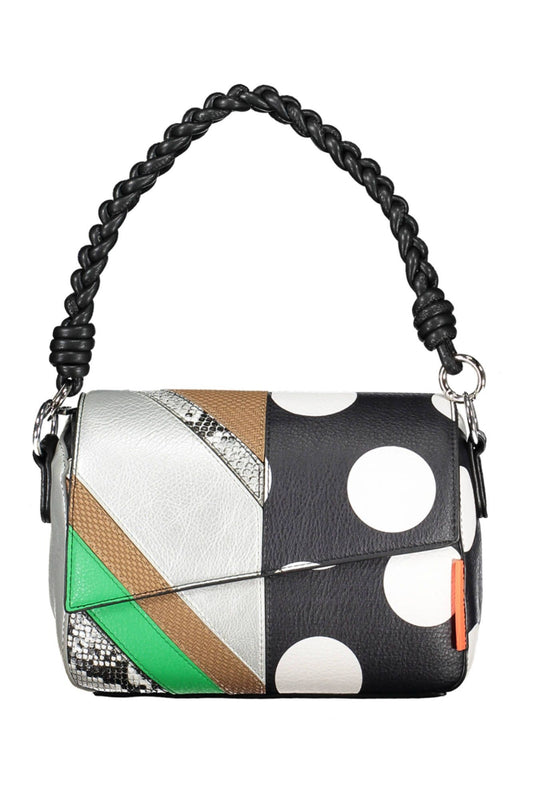 Desigual Elegant Black Statement Handbag with Contrasting Details