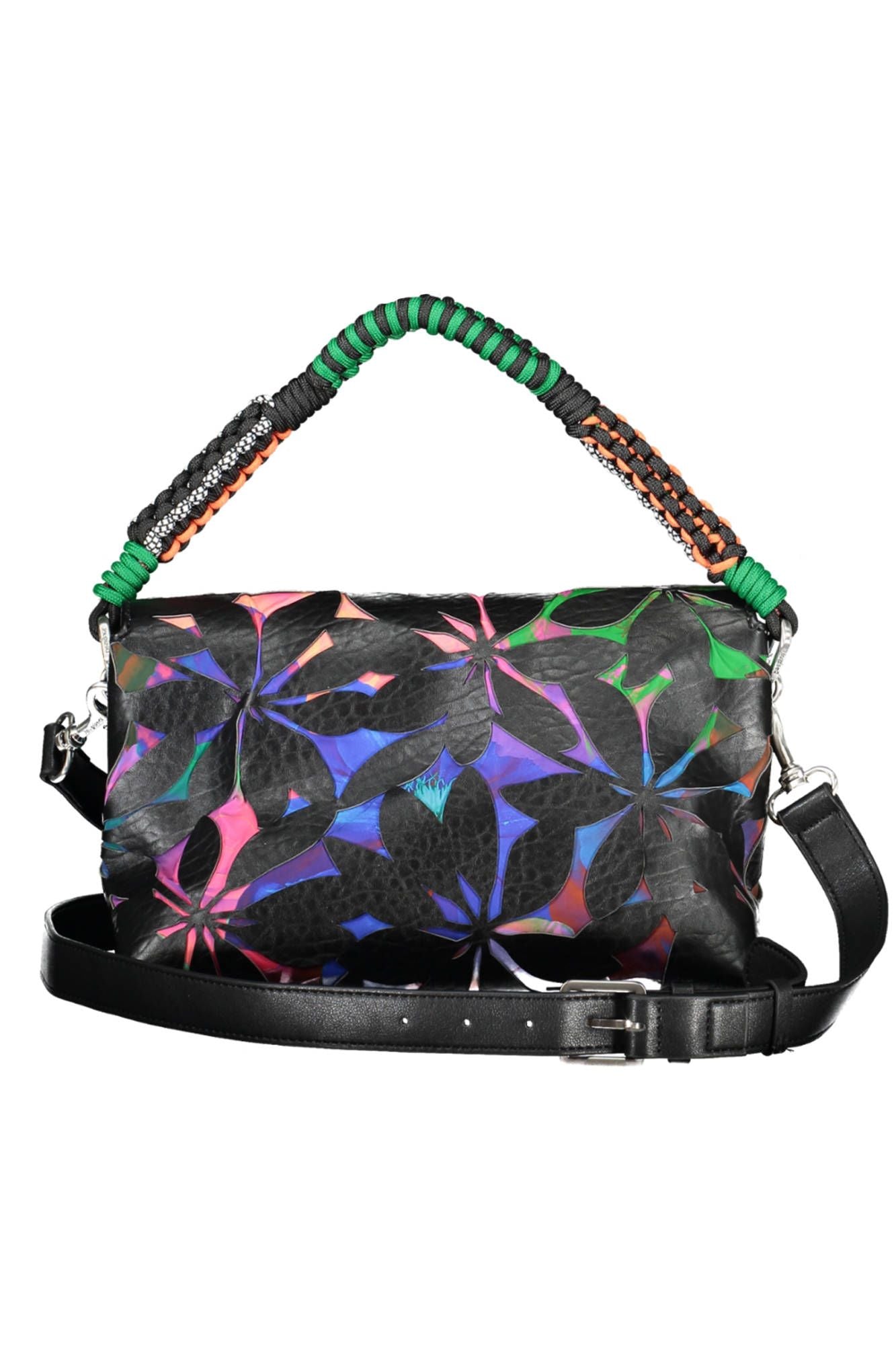 Desigual Elegant Black Contrasting Detail Handbag