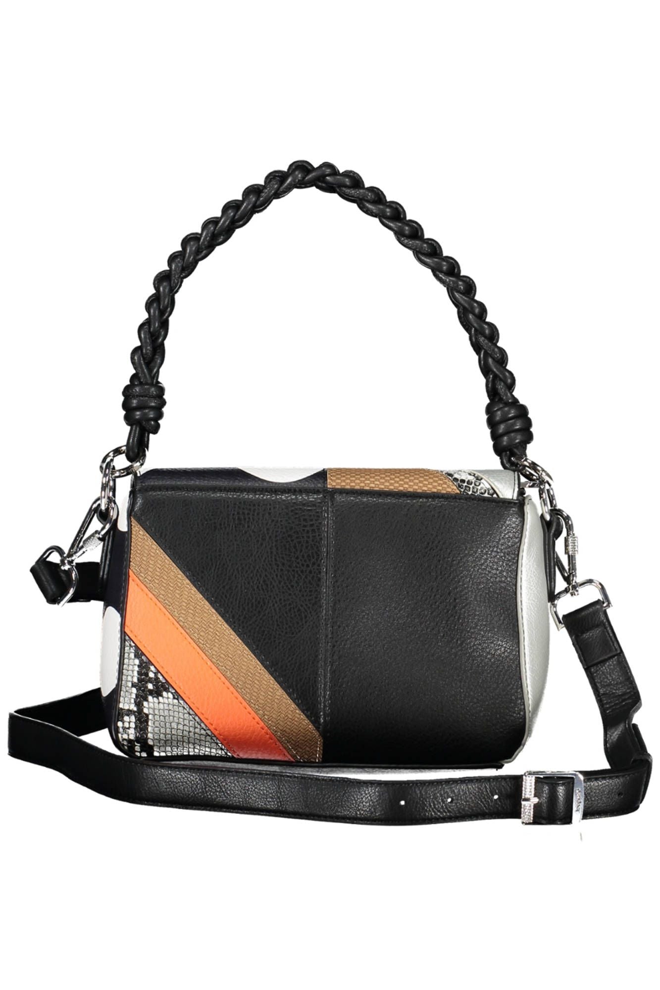 Desigual Elegant Black Statement Handbag with Contrasting Details