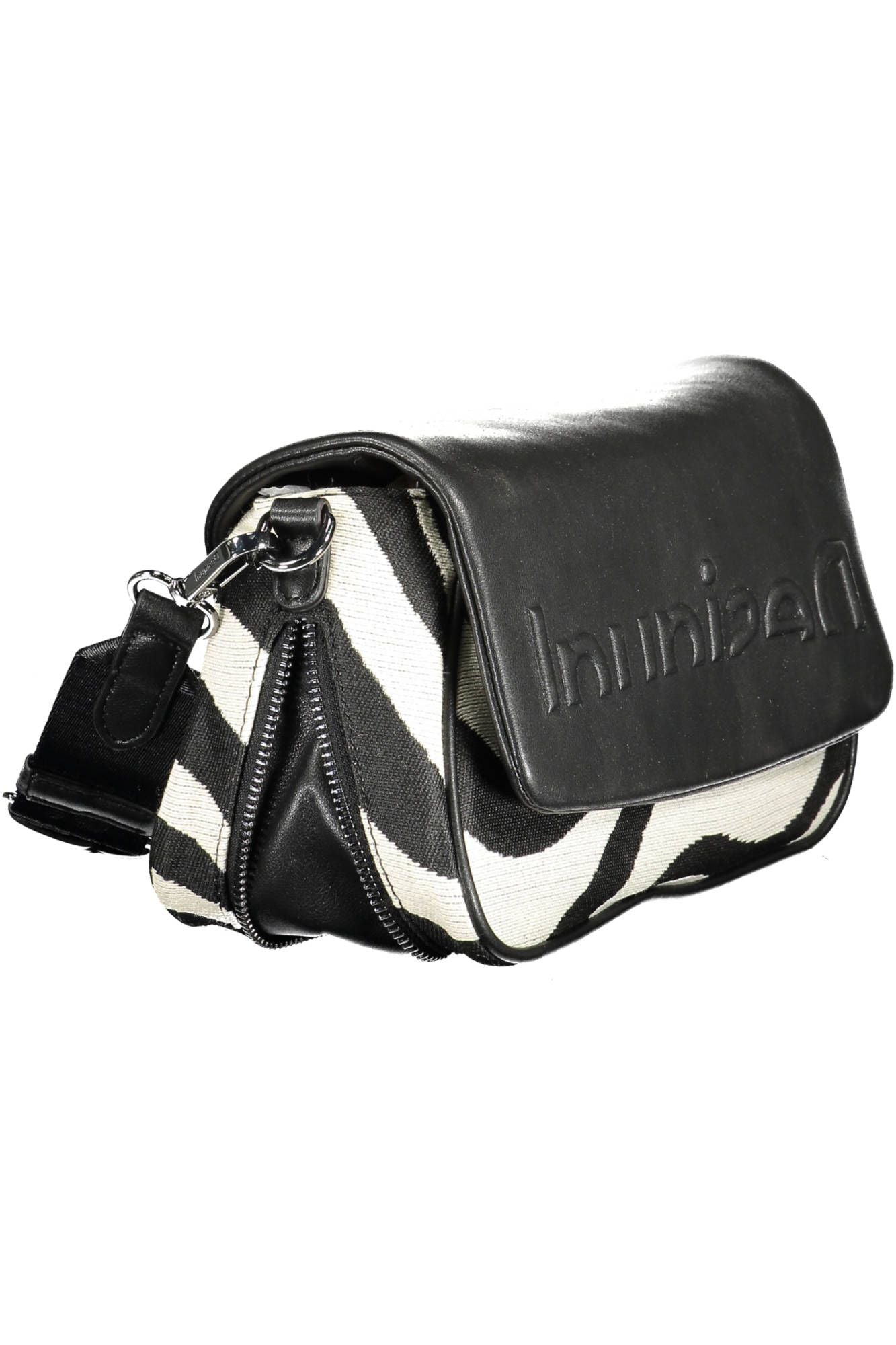 Desigual Chic Contrast Detail Black Cotton Handbag