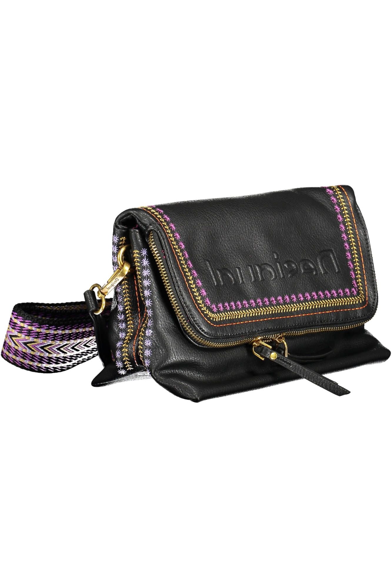 Desigual Chic Embroidered Handbag with Contrast Detail