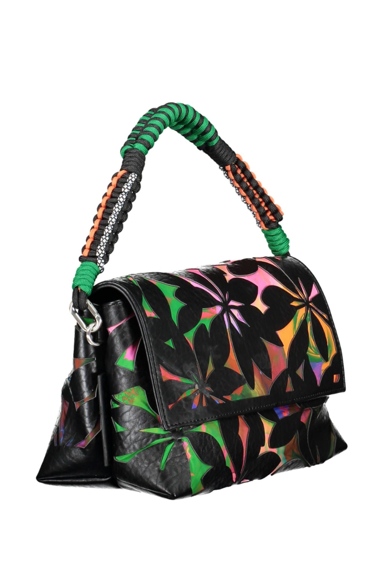 Desigual Elegant Black Contrasting Detail Handbag