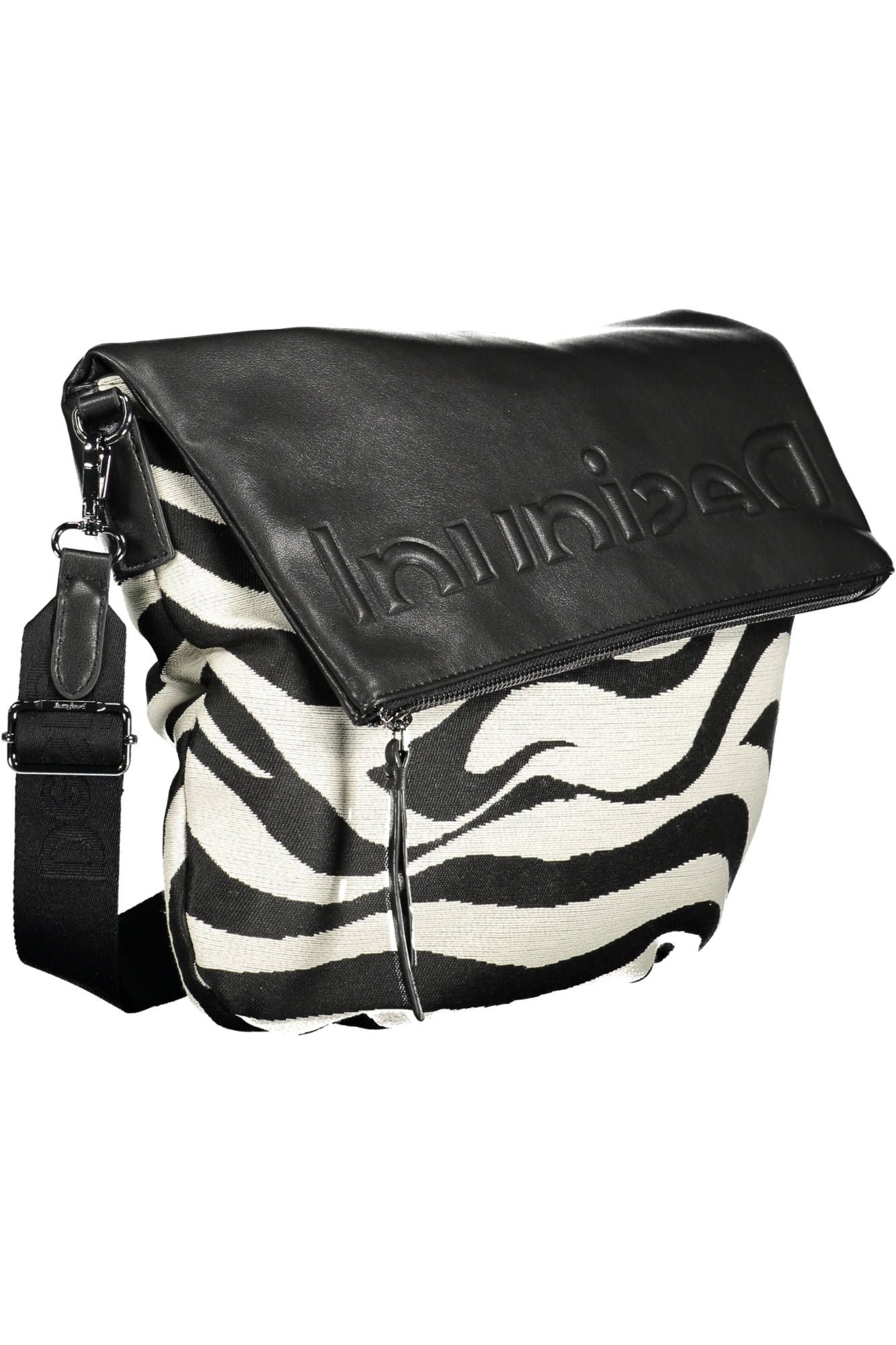 Desigual Chic Contrasting Details Black Cotton Bag