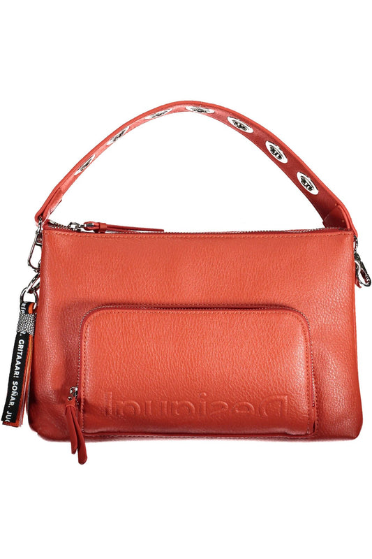 Desigual Vibrant Red Polyurethane Handbag With Logo Detail