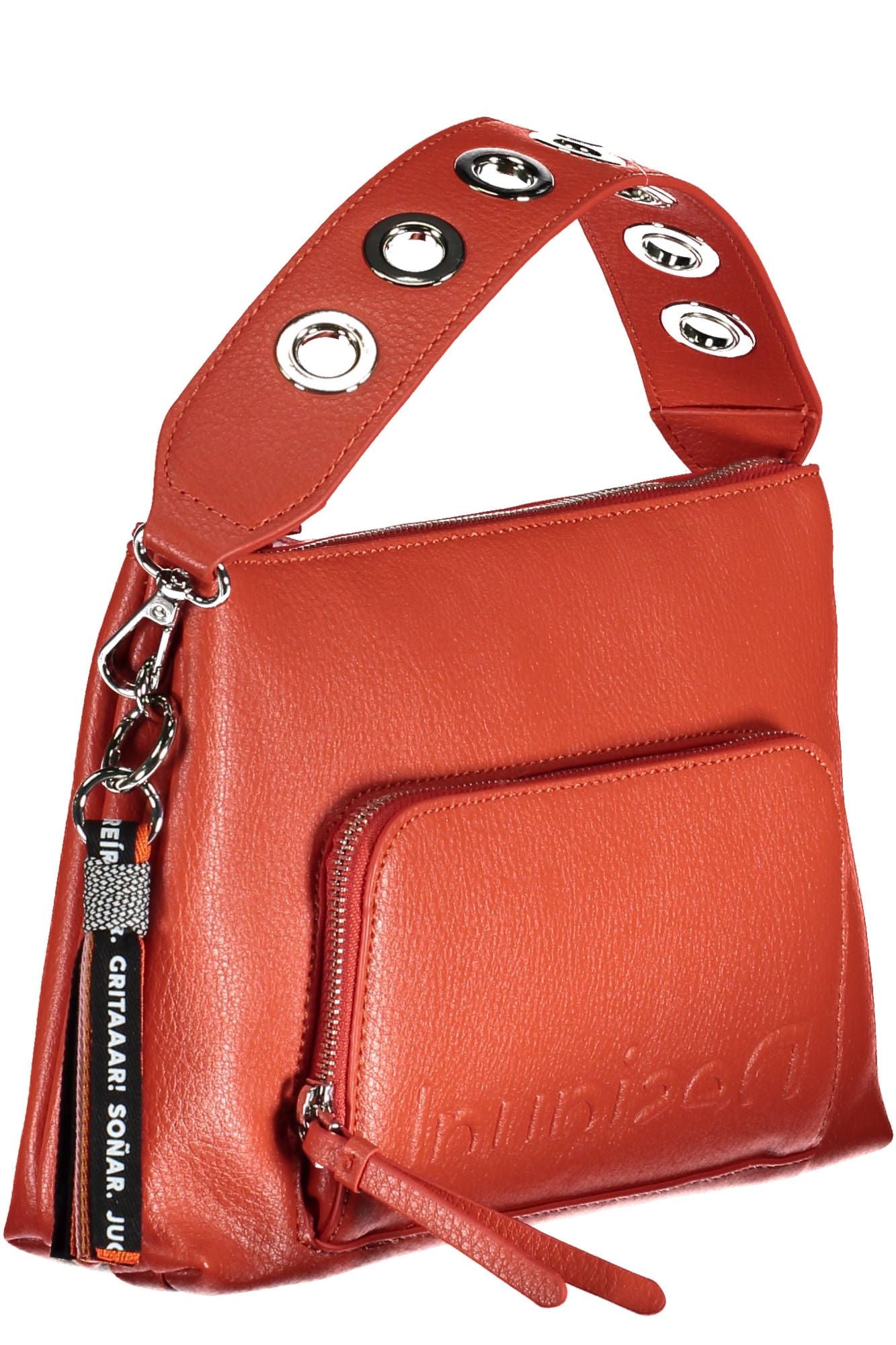 Desigual Vibrant Red Polyurethane Handbag With Logo Detail