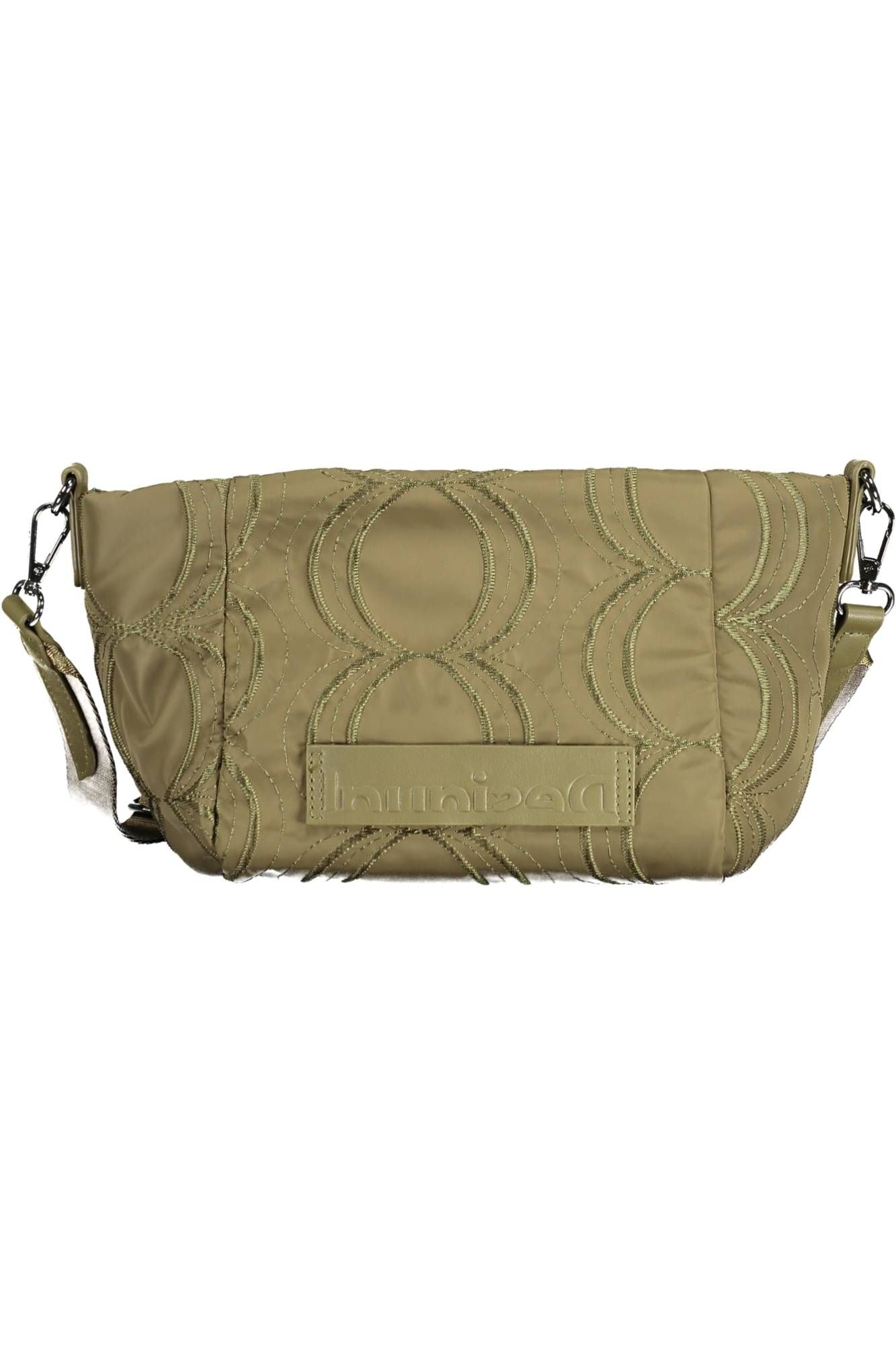 Desigual Embroidered Green Shoulder Bag with Coin Pocket