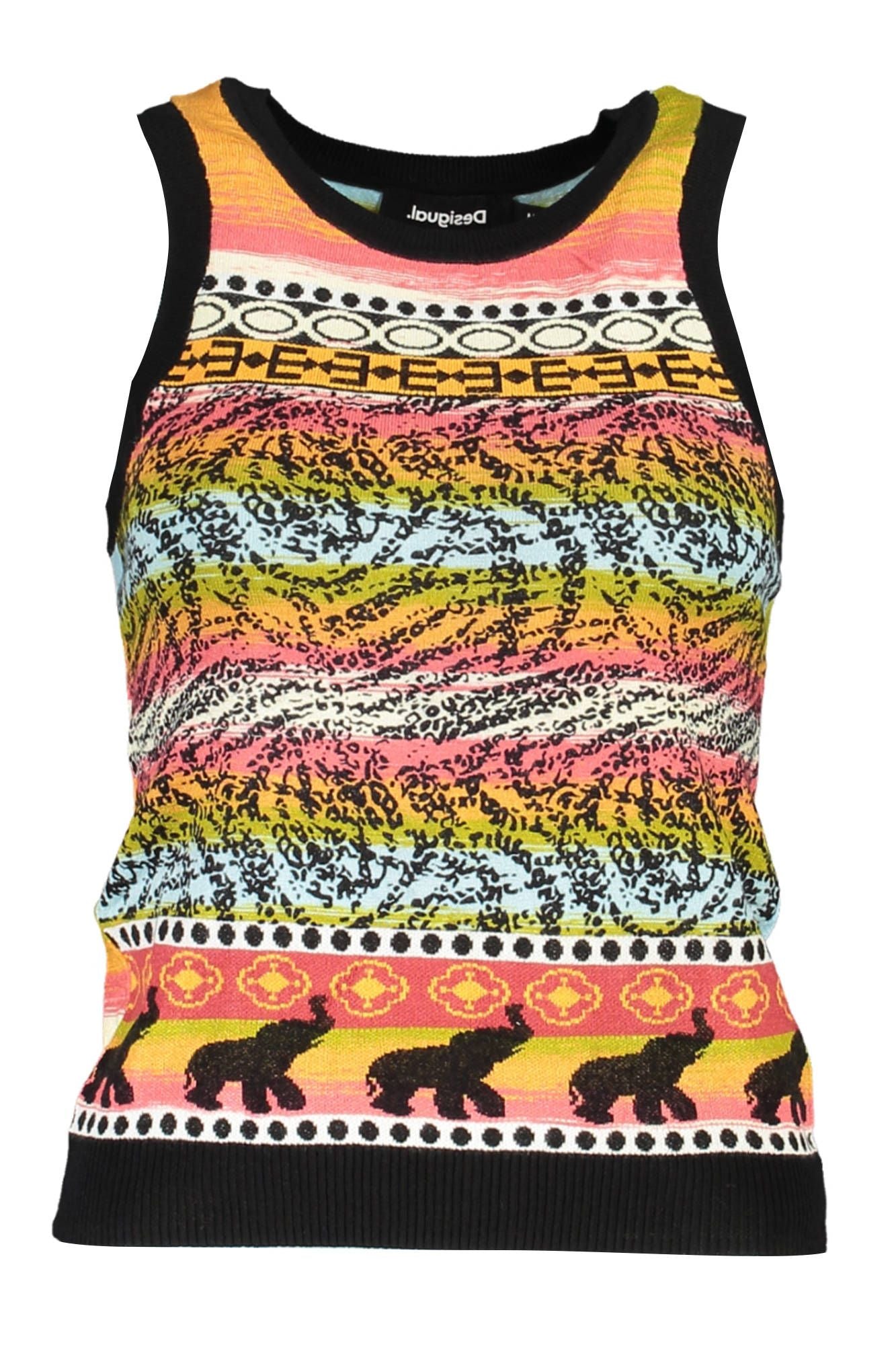 Desigual Chic Contrasting Tank Top with Logo Accent