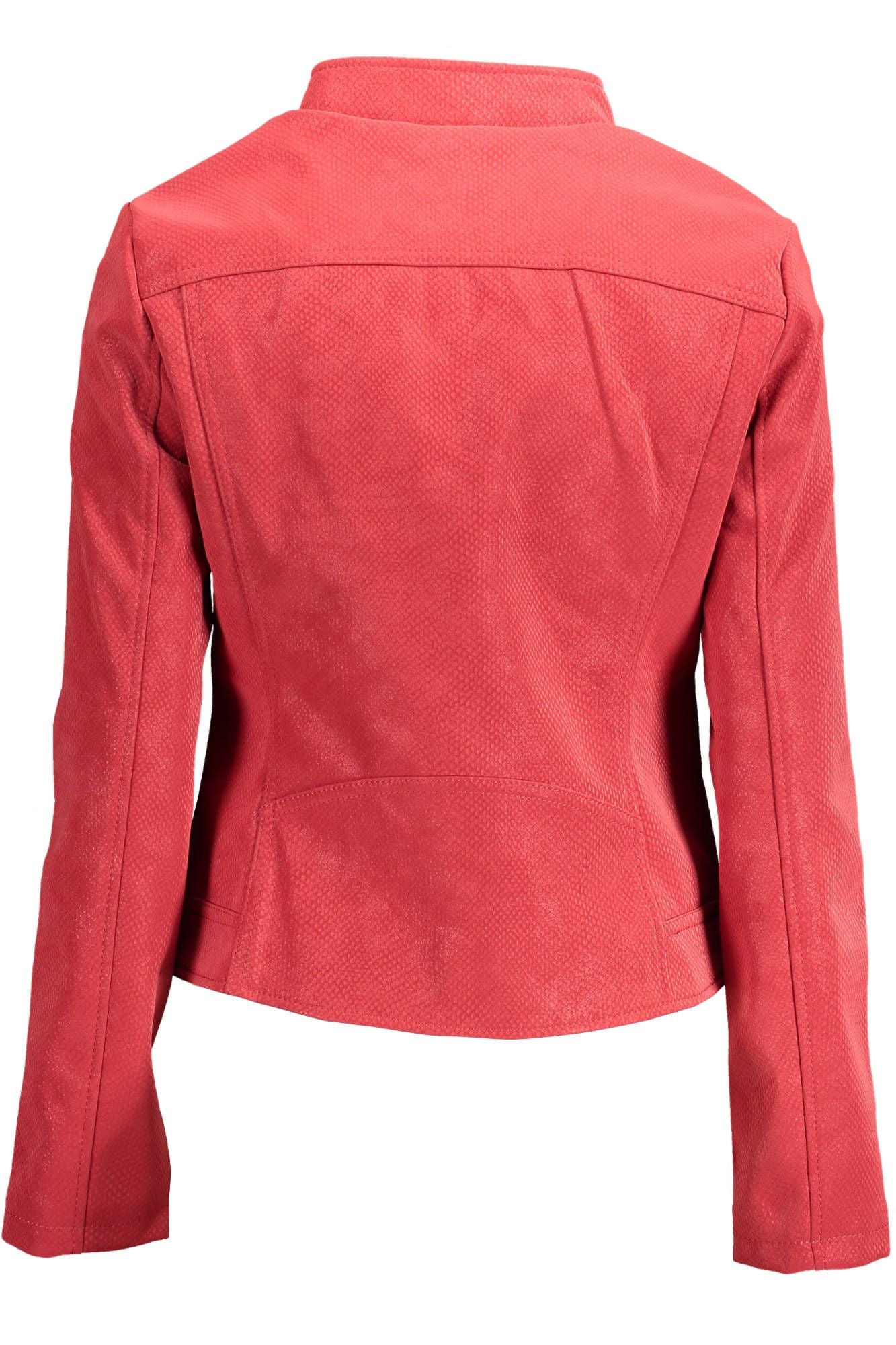 Desigual Chic Red Polyurethane Jacket with Logo Detail