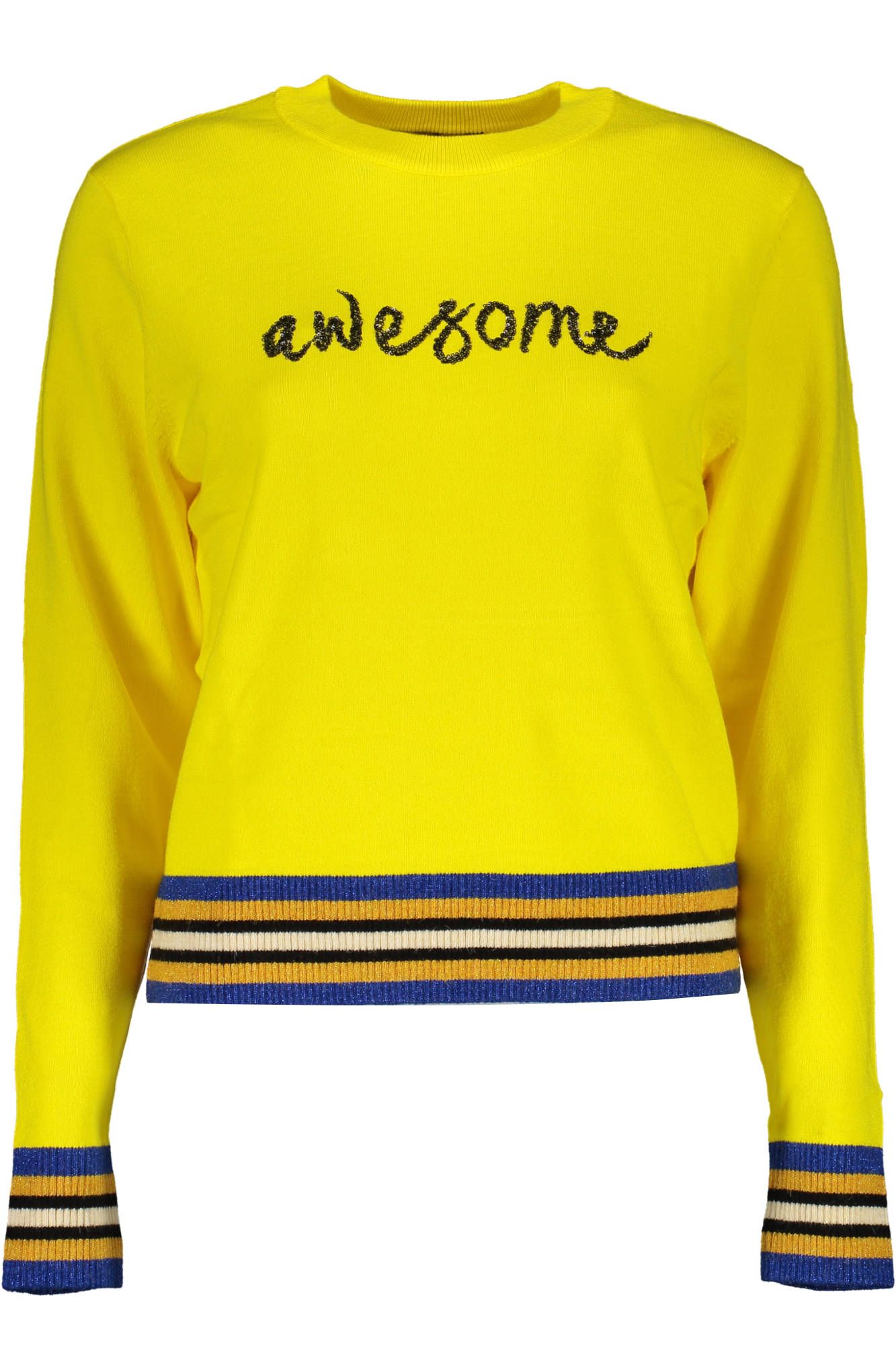 Desigual Radiant Yellow Contrast Detail Sweater