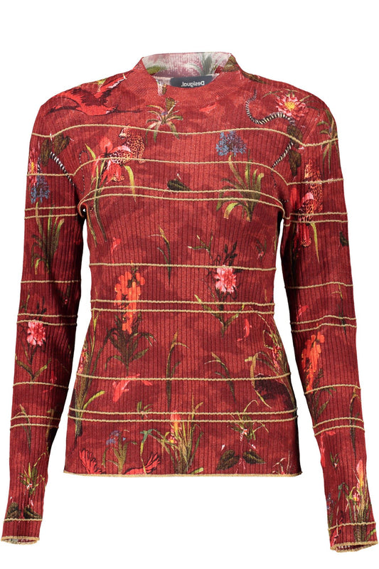 Desigual Elegant Red Turtleneck Sweater with Logo