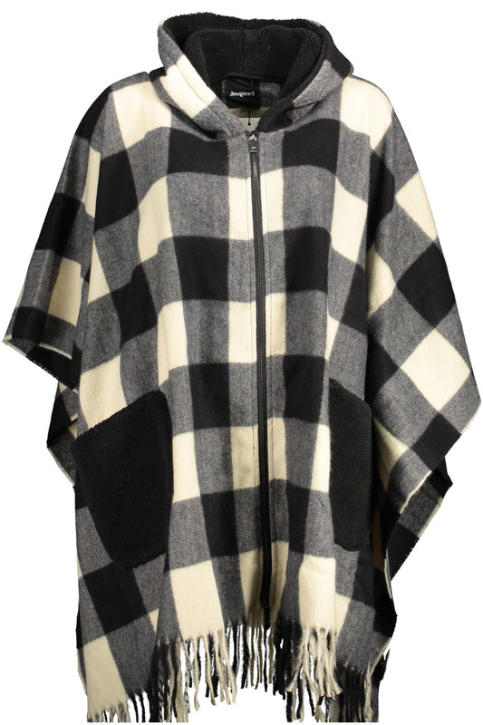 Desigual Chic Hooded Poncho with Contrasting Details