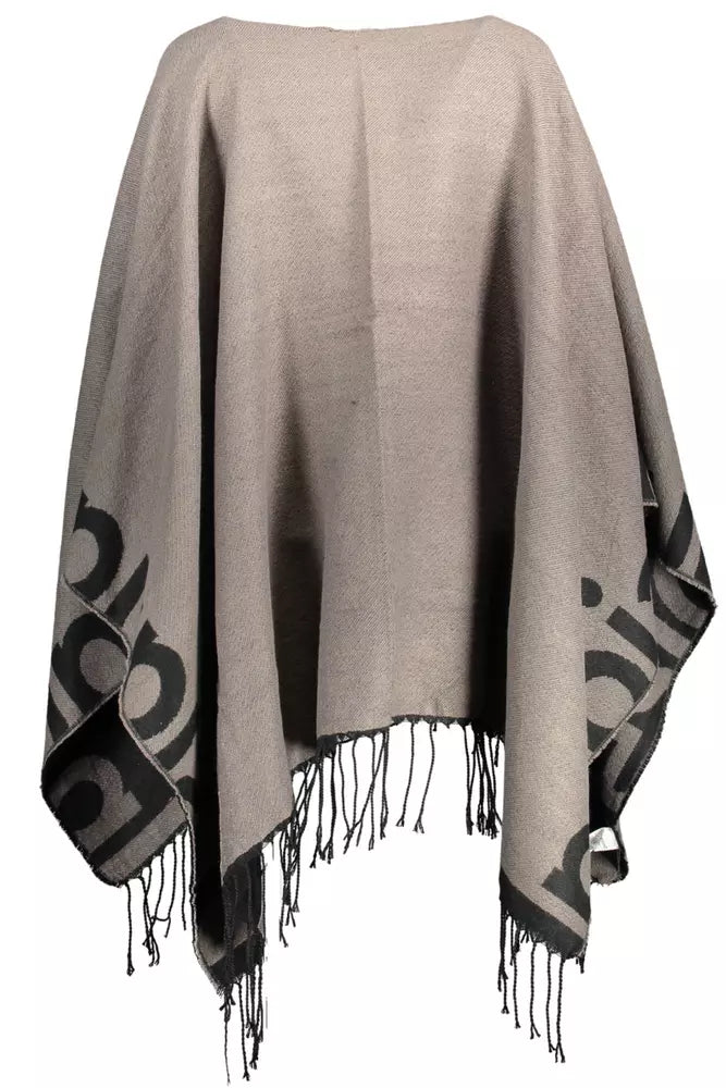 Desigual Chic Contrasting Poncho with Logo Detail