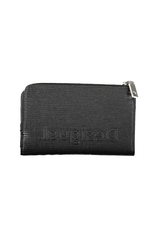 Desigual Chic Black Polyurethane Tri-Compartment Wallet