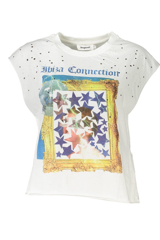 Desigual Sleeveless Printed Tee with Contrasting Details