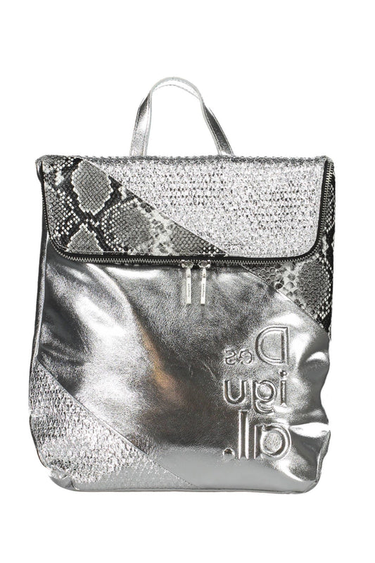 Desigual Chic Silver Backpack with Contrasting Details