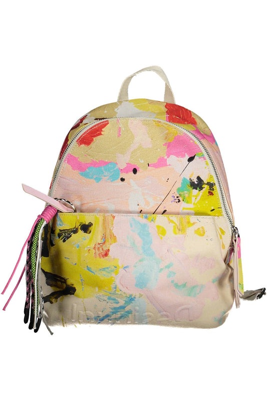 Desigual Chic White Backpack with Contrasting Details