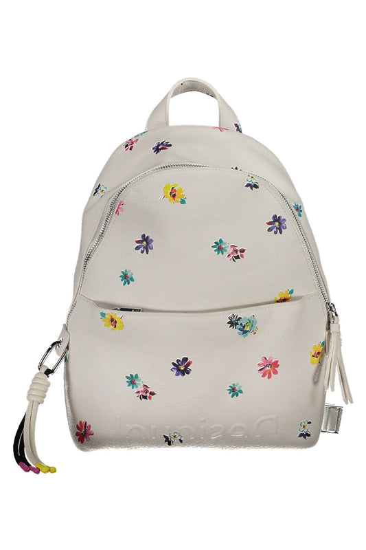 Desigual Chic White Backpack with Contrasting Details