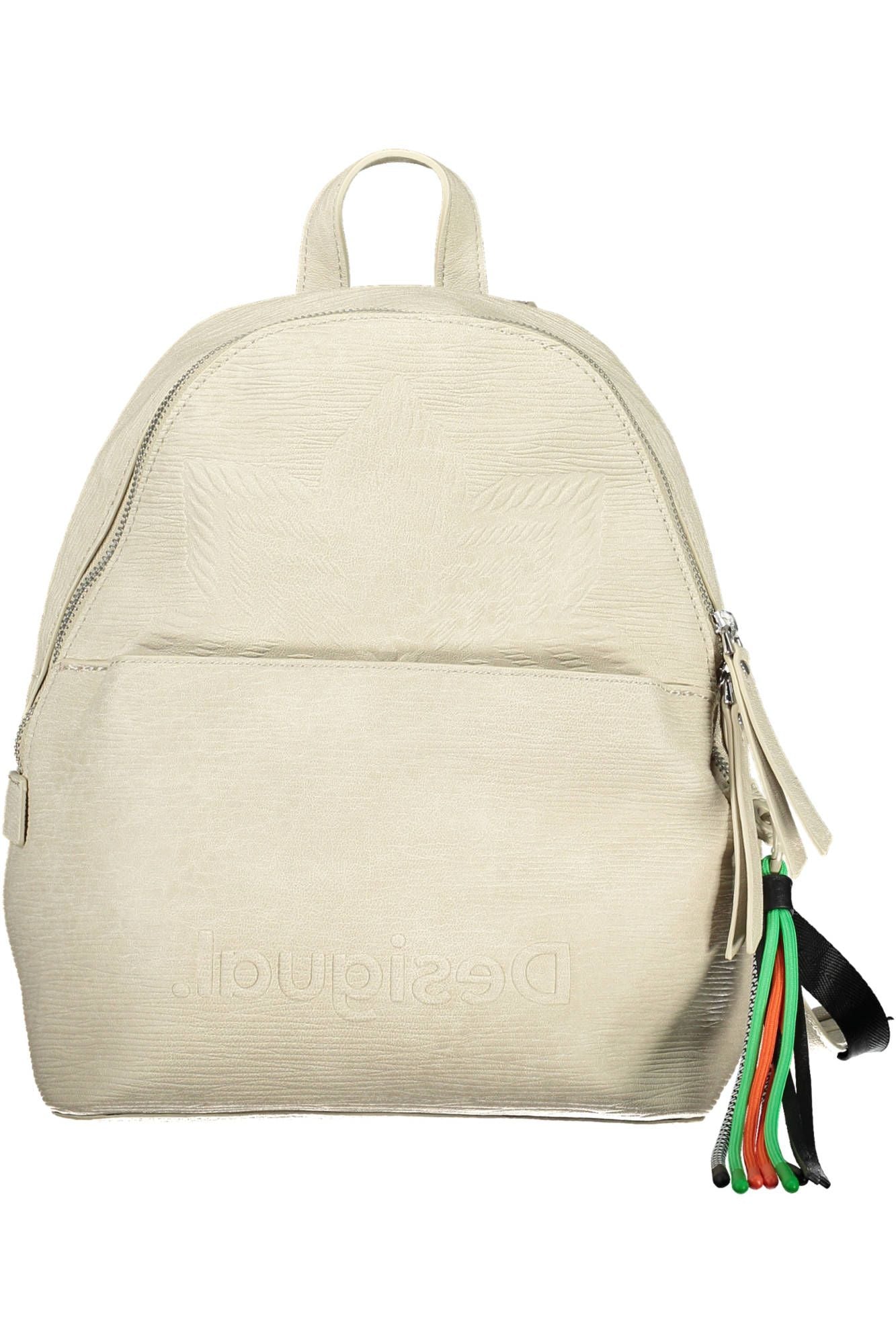 Desigual Elegant White Backpack with Contrasting Details