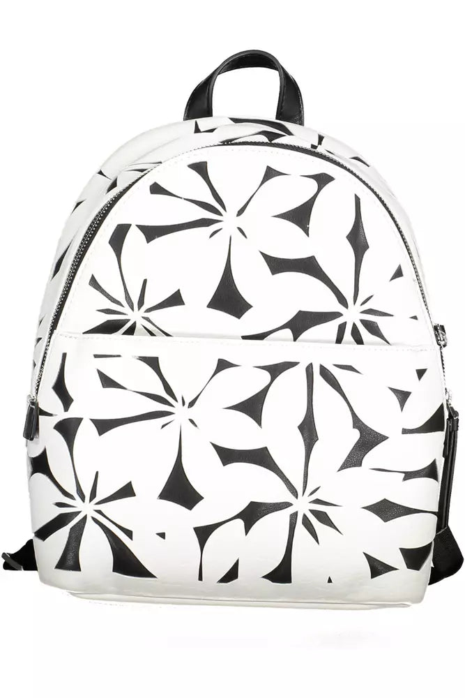 Desigual Elegant White Contrast Detail Backpack