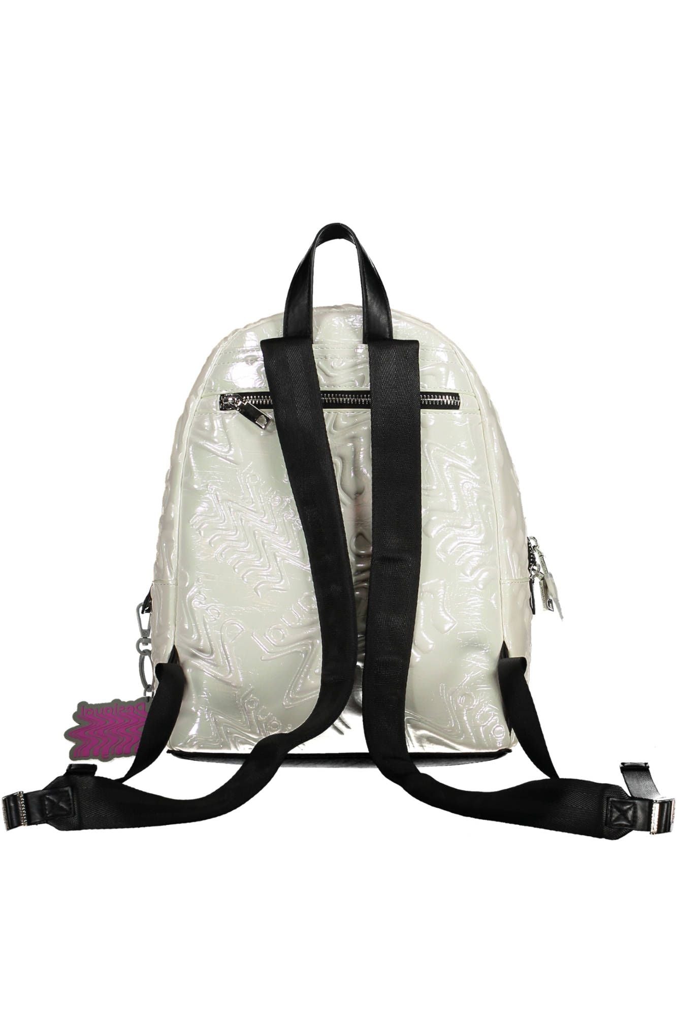 Desigual Iridescent Chic White Backpack with Contrast Details