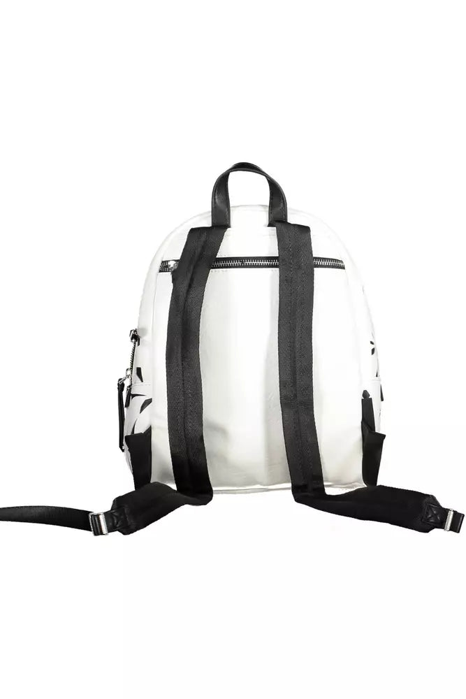 Desigual Elegant White Contrast Detail Backpack