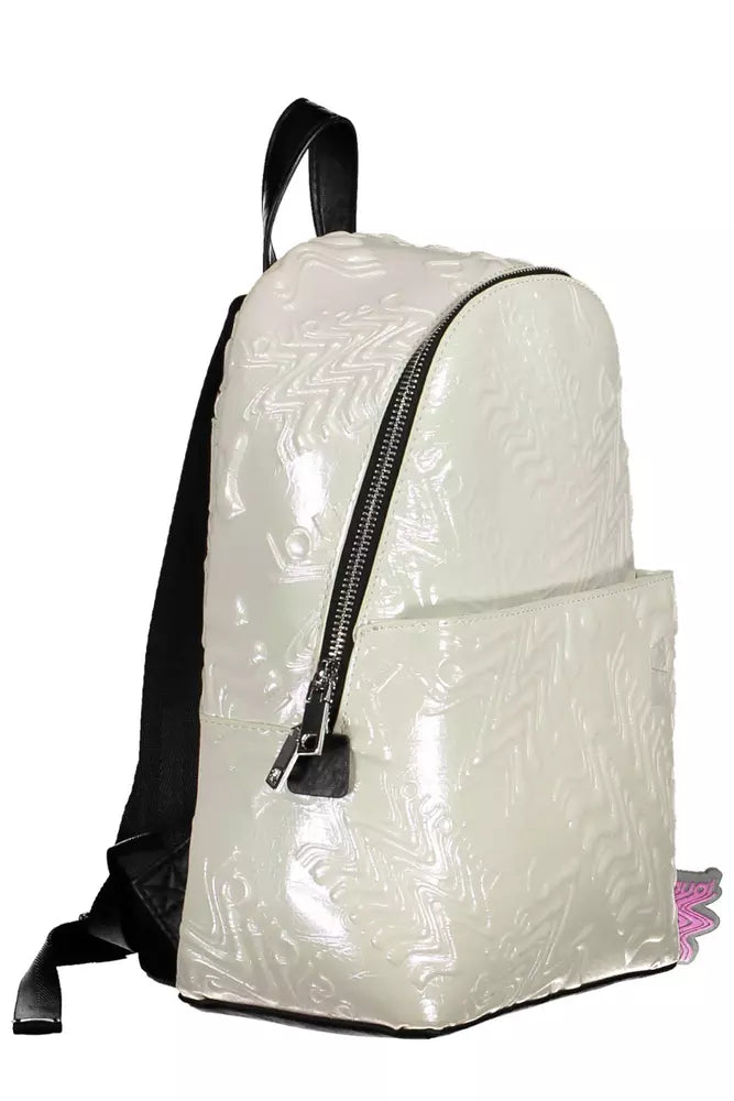 Desigual Iridescent Chic White Backpack with Contrasting Details