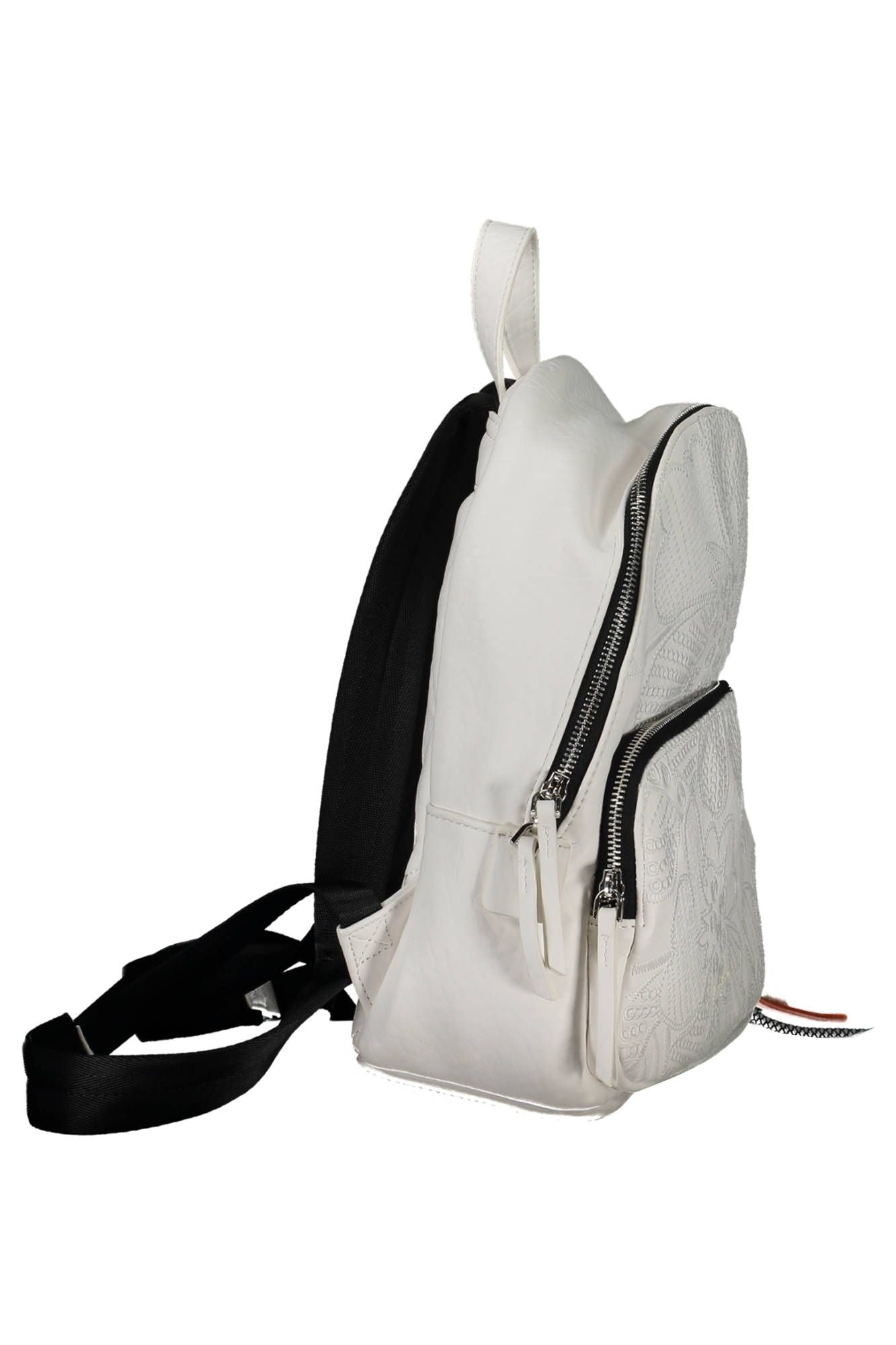 Desigual Chic White Embroidered Backpack with Logo