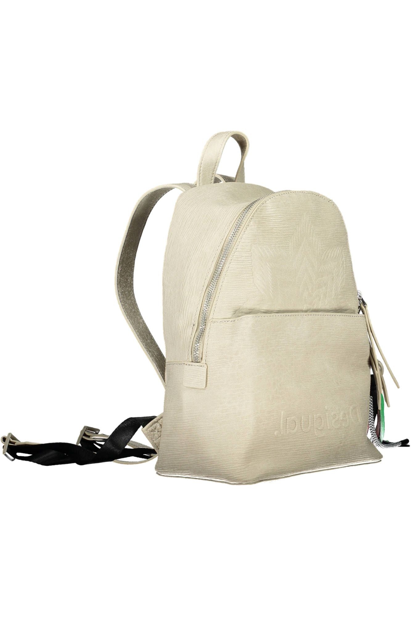 Desigual Elegant White Backpack with Contrasting Details