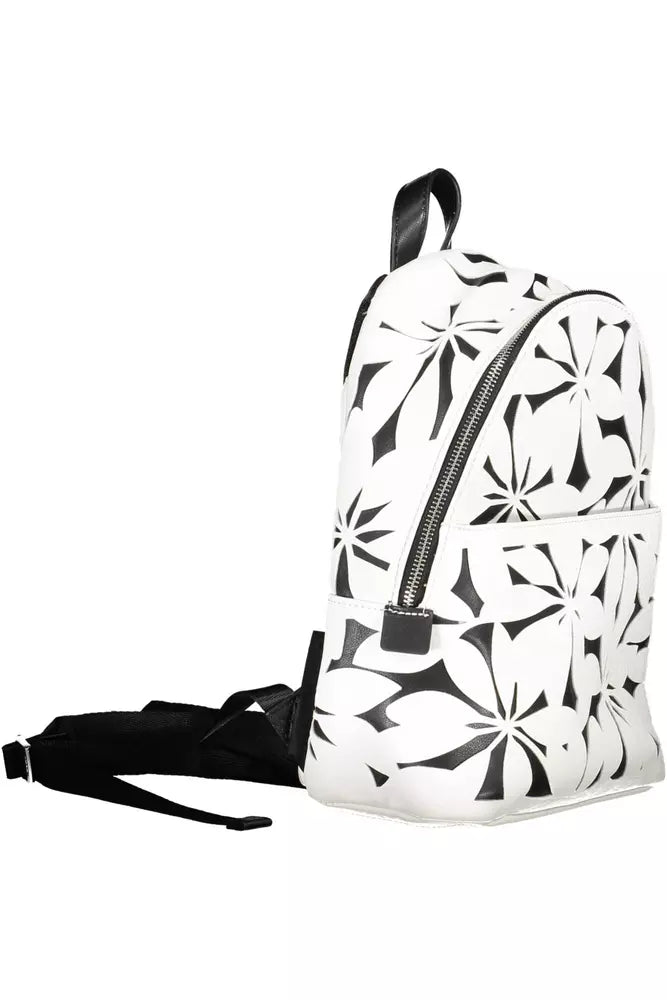 Desigual Elegant White Contrast Detail Backpack