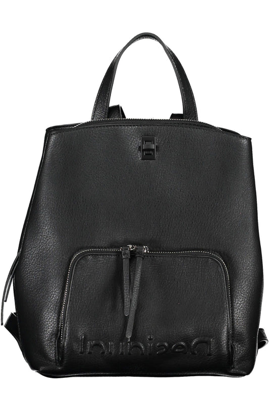 Desigual Elegant Urban Black Backpack with Multifunctional Straps