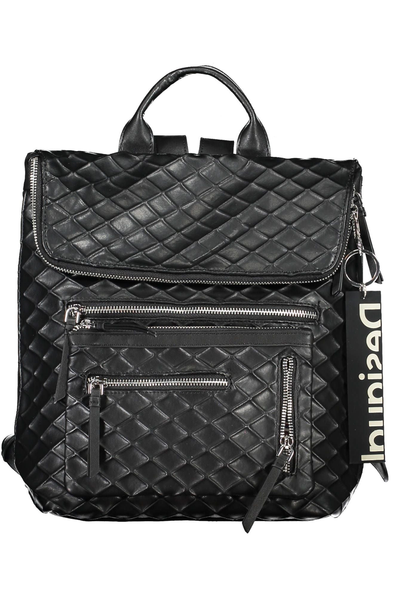 Desigual Chic Black Polyurethane Backpack with Contrast Details