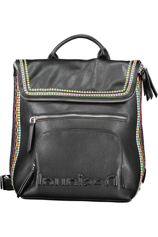 Desigual Chic Urban Embroidered Black Backpack