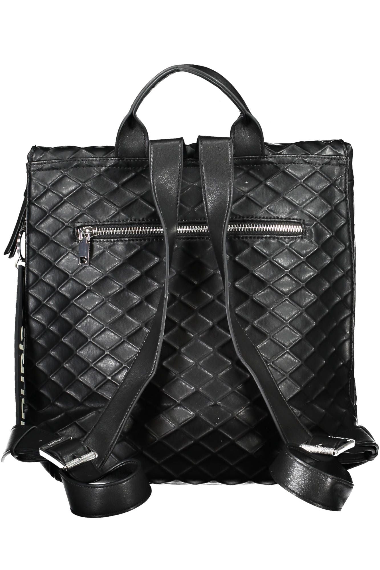 Desigual Chic Black Polyurethane Backpack with Contrast Details